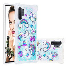 Custodia Silicone Cover Morbida Bling-Bling S03 per Samsung Galaxy Note 10 Plus 5G Cielo Blu