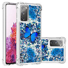 Custodia Silicone Cover Morbida Bling-Bling S03 per Samsung Galaxy S20 FE 5G Blu