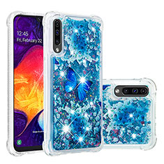 Custodia Silicone Cover Morbida Bling-Bling S04 per Samsung Galaxy A50 Blu
