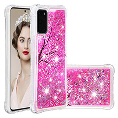 Custodia Silicone Cover Morbida Bling-Bling S04 per Samsung Galaxy S20 5G Rosa Caldo