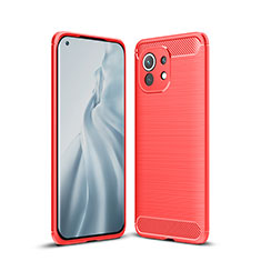 Custodia Silicone Cover Morbida Line C01 per Xiaomi Mi 11 Lite 5G NE Rosso