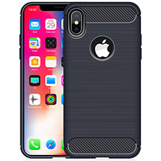 Custodia Silicone Cover Morbida Line per Apple iPhone X Blu