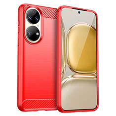 Custodia Silicone Cover Morbida Line per Huawei P50 Rosso