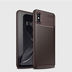 Custodia Silicone Cover Morbida Spigato A01 per Xiaomi Mi 8 Marrone