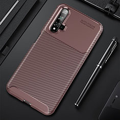 Custodia Silicone Cover Morbida Spigato per Huawei Honor 20S Marrone