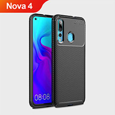 Custodia Silicone Cover Morbida Spigato per Huawei Nova 4 Nero