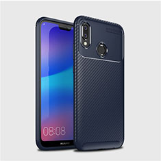 Custodia Silicone Cover Morbida Spigato per Huawei P20 Lite Blu