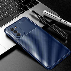 Custodia Silicone Cover Morbida Spigato per Motorola Moto G51 5G Blu