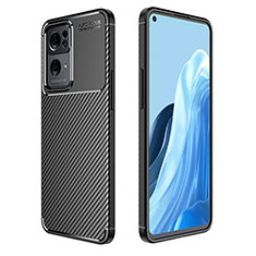 Custodia Silicone Cover Morbida Spigato per Oppo Reno7 Pro 5G Nero