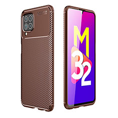 Custodia Silicone Cover Morbida Spigato per Samsung Galaxy M32 4G Marrone
