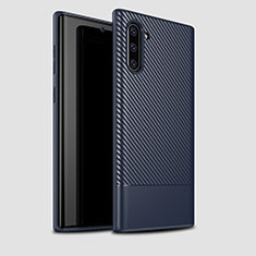 Custodia Silicone Cover Morbida Spigato per Samsung Galaxy Note 10 5G Blu
