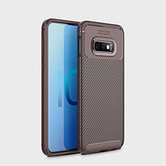 Custodia Silicone Cover Morbida Spigato per Samsung Galaxy S10e Marrone