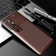 Custodia Silicone Cover Morbida Spigato per Xiaomi Mi 10 Ultra Marrone