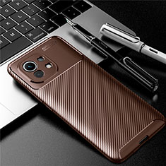 Custodia Silicone Cover Morbida Spigato per Xiaomi Mi 11 Lite 5G NE Marrone