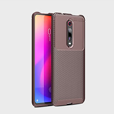 Custodia Silicone Cover Morbida Spigato per Xiaomi Mi 9T Marrone