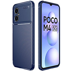 Custodia Silicone Cover Morbida Spigato per Xiaomi Poco M4 5G Blu
