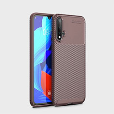 Custodia Silicone Cover Morbida Spigato S01 per Huawei Nova 5 Pro Marrone