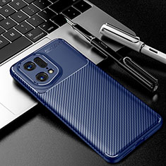 Custodia Silicone Cover Morbida Spigato S01 per Oppo Find X5 Pro 5G Blu