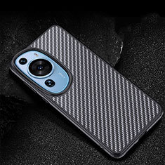 Custodia Silicone Cover Morbida Spigato T01 per Huawei P60 Art Nero