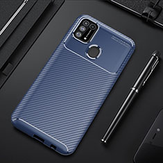 Custodia Silicone Cover Morbida Spigato T01 per Samsung Galaxy M31 Prime Edition Blu