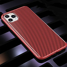 Custodia Silicone Cover Morbida Spigato Y01 per Apple iPhone 11 Pro Max Rosso