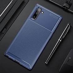 Custodia Silicone Cover Morbida Spigato Y01 per Samsung Galaxy Note 10 5G Blu