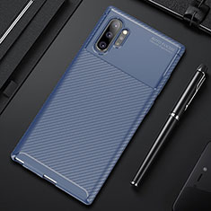 Custodia Silicone Cover Morbida Spigato Y01 per Samsung Galaxy Note 10 Plus 5G Blu