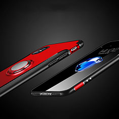Custodia Silicone e Plastica Opaca con Anello Supporto T01 per Apple iPhone Xs Max Rosso