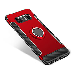 Custodia Silicone e Plastica Opaca Cover con Anello Supporto per Samsung Galaxy Note 8 Rosso