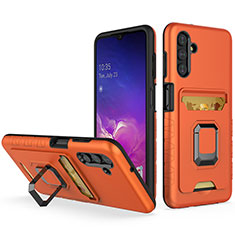 Custodia Silicone e Plastica Opaca Cover con Magnetico Anello Supporto J01S per Samsung Galaxy A13 5G Arancione
