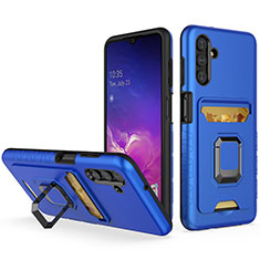 Custodia Silicone e Plastica Opaca Cover con Magnetico Anello Supporto J01S per Samsung Galaxy A13 5G Blu