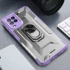 Custodia Silicone e Plastica Opaca Cover con Magnetico Anello Supporto J01S per Samsung Galaxy A22 4G Viola