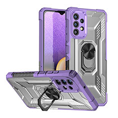 Custodia Silicone e Plastica Opaca Cover con Magnetico Anello Supporto J01S per Samsung Galaxy A32 4G Viola