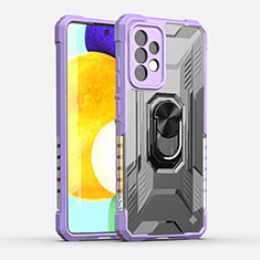 Custodia Silicone e Plastica Opaca Cover con Magnetico Anello Supporto J01S per Samsung Galaxy A52 4G Viola