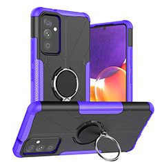 Custodia Silicone e Plastica Opaca Cover con Magnetico Anello Supporto J01X per Samsung Galaxy A24 4G Viola