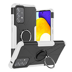 Custodia Silicone e Plastica Opaca Cover con Magnetico Anello Supporto J01X per Samsung Galaxy A52 4G Argento