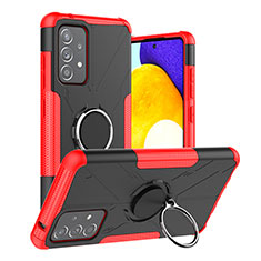 Custodia Silicone e Plastica Opaca Cover con Magnetico Anello Supporto J01X per Samsung Galaxy A52 4G Rosso