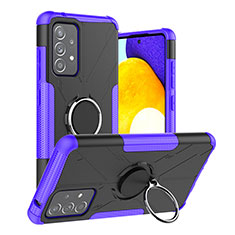 Custodia Silicone e Plastica Opaca Cover con Magnetico Anello Supporto J01X per Samsung Galaxy A52 4G Viola