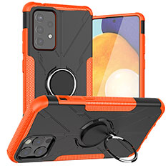 Custodia Silicone e Plastica Opaca Cover con Magnetico Anello Supporto J01X per Samsung Galaxy A72 4G Arancione