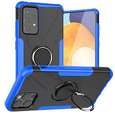 Custodia Silicone e Plastica Opaca Cover con Magnetico Anello Supporto J01X per Samsung Galaxy A72 5G Blu