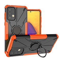 Custodia Silicone e Plastica Opaca Cover con Magnetico Anello Supporto J01X per Samsung Galaxy A73 5G Arancione