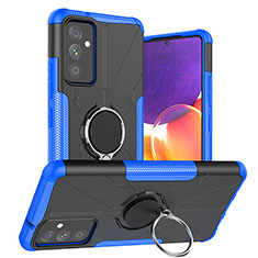 Custodia Silicone e Plastica Opaca Cover con Magnetico Anello Supporto J01X per Samsung Galaxy F34 5G Blu