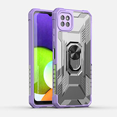 Custodia Silicone e Plastica Opaca Cover con Magnetico Anello Supporto J02S per Samsung Galaxy A22s 5G Viola