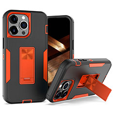 Custodia Silicone e Plastica Opaca Cover con Magnetico Anello Supporto J03S per Apple iPhone 13 Pro Arancione