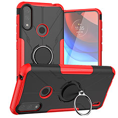 Custodia Silicone e Plastica Opaca Cover con Magnetico Anello Supporto JX1 per Motorola Moto E7 Power Rosso