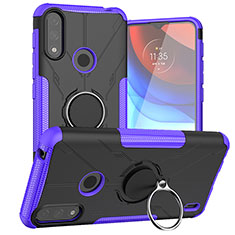 Custodia Silicone e Plastica Opaca Cover con Magnetico Anello Supporto JX1 per Motorola Moto E7 Power Viola