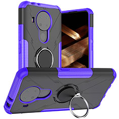 Custodia Silicone e Plastica Opaca Cover con Magnetico Anello Supporto JX1 per Nokia 5.4 Viola