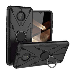 Custodia Silicone e Plastica Opaca Cover con Magnetico Anello Supporto JX1 per Nokia C10 Nero