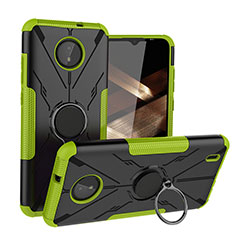 Custodia Silicone e Plastica Opaca Cover con Magnetico Anello Supporto JX1 per Nokia C10 Verde