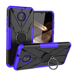 Custodia Silicone e Plastica Opaca Cover con Magnetico Anello Supporto JX1 per Nokia C10 Viola